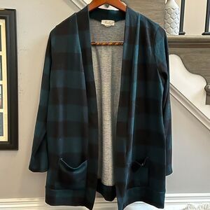 Riahn Fashion Green & Black Open Front Pocket Cardigan sz L